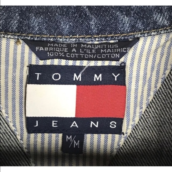 Tommy Hilfiger VTG 90s Big Flag Logo Denim Jacket - Picture 3 of 4